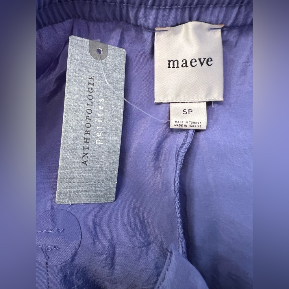 NWT Maeve Anthropologie Wide-Leg Track Pants Purple Size Small Petite - Picture 5 of 12
